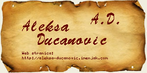 Aleksa Ducanović vizit kartica